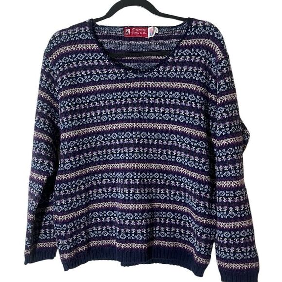 Binghamton Knitting Co. Inc. Made In USA Vintage Cotton Blend Ski Nordic Sweater - Picture 1 of 4